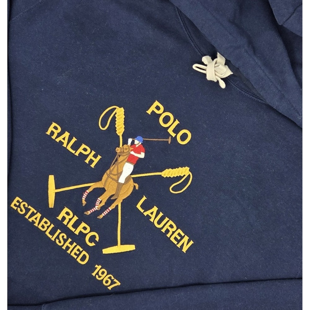 Polo Ralph Lauren Big Pony Crest Hoodie Mens XXL Navy Blue Fleece Pullover